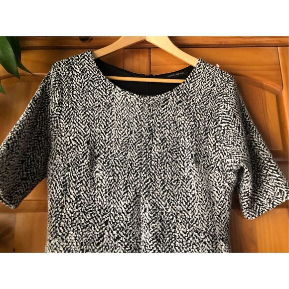 Banana Republic Short Sleeve A-Line Dress Herringbone Print Sz 10 - Picture 5 of 13